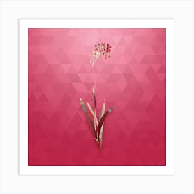 Vintage Corn Lily Botanical in Gold on Viva Magenta n.0024 Art Print