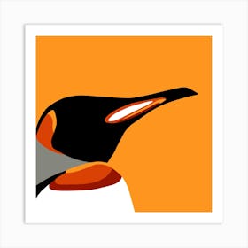 1 Pinguin Op Oranje Art Print