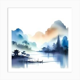 Watercolor Landscape Painting 47 Art Print