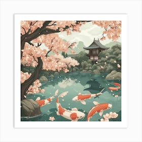 Japanese Koi Pond Art Print