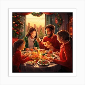 Family Christmas Dinner Art Print