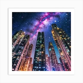 Skyscrapers And Milky 1 Art Print