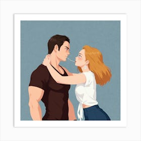 Man Kissing A Woman Art Print