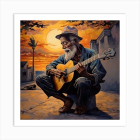 Old Man Playing Guitar 15 Art Print