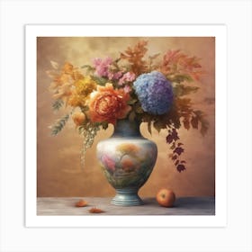 Autumn Flowers In A Vase Art Print