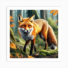 Fox In The Forest 102 Art Print