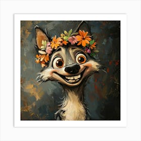 Wolf In Flower Crown Poster