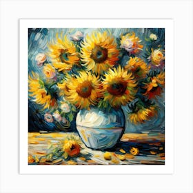 Sunflowers In A Vase 3 Art Print