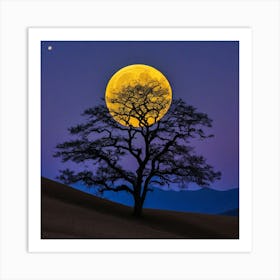 Full Moon Over A Tree Art Print