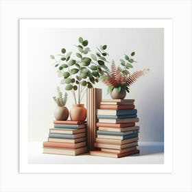 Books And Plants 1 Art Print