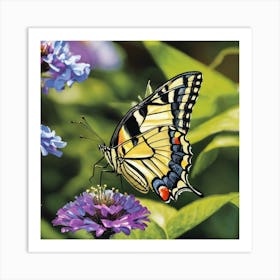 Butterfly On A Flower Art Print