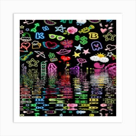 Neon Signs In Water Poster