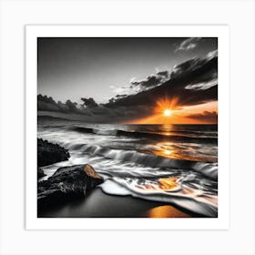 Sunset At The Beach 450 Art Print