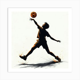 Silhouette Of Soccer Player Art Print