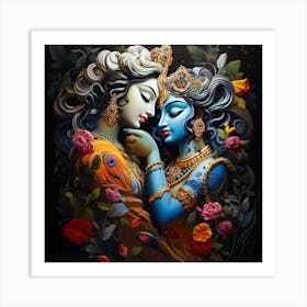 Radha And Krishna Art Print