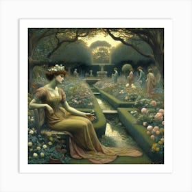 Lady In A Garden 5 Art Print