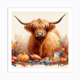 Autumn Highland Cow 4 Art Print