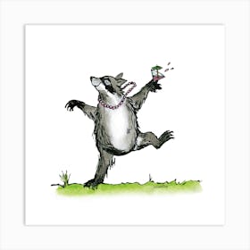 Dancing Raccoon 1 Art Print