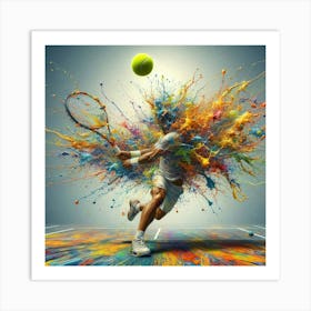 Tennis Player Splashed With Paint Art Print