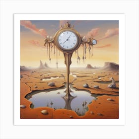 Clock In The Desert Art Print