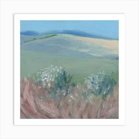 Bushes In A Steppe - landscape impressionism square nature hand painted green Art Print