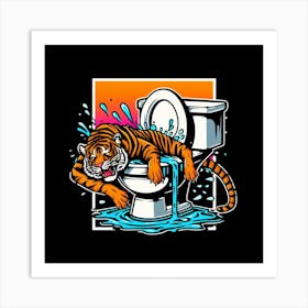 Tiger In The Toilet 5 Art Print