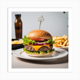 Hamburger On A Plate 53 Art Print