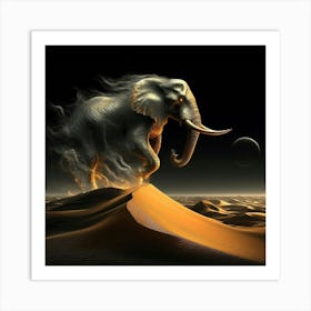 Elephant In The Desert 2 Art Print