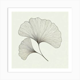 Line Art gingko leaves 2 Art Print