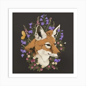 Floral Fox Square Art Print