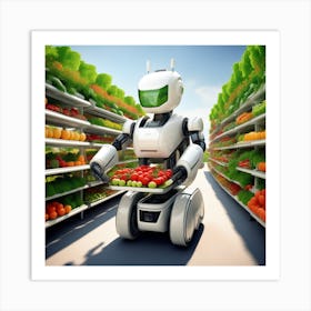 Robot In Supermarket 1 Art Print