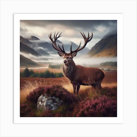 Deer In The Mountains Poster