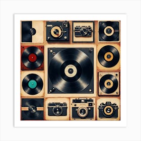 Vinyl Record, Camera Wall Art, Retro, Vintage-inspired Art Print