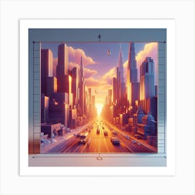 3d Cityscape 1 Art Print