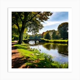 Nature Summer Outdoors Water Sightseeing Victory Park Duck Pond Garden Lake Shore Autumn (10) Art Print