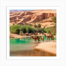 Camels In The Desert Art Print