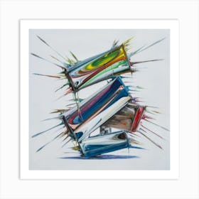 A group of paintings falling on top of each other 4 Art Print