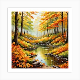 Forest In Autumn In Minimalist Style Square Composition 276 Art Print