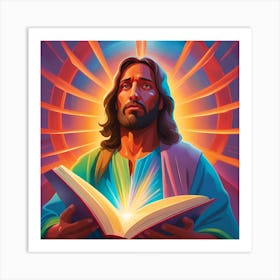 Jesus Reading The Bible Pop Art enlightenment Art Print