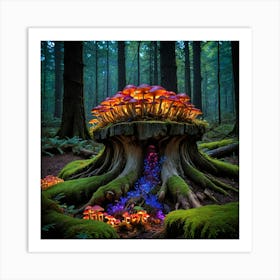 Fungi In The Forest Shrooms of the Night Art Print