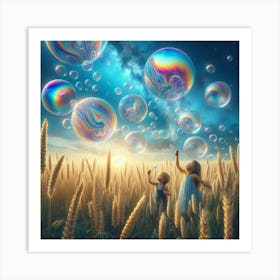 Soap Bubbles In The Field Art Print