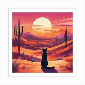 Cat In A Desert (1) Art Print