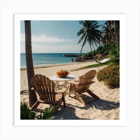 Two Chairs On The Beach Art Print