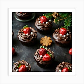 Leonardo Lightning Xl Christmas Dessert With Chocolate And Str 3 Art Print