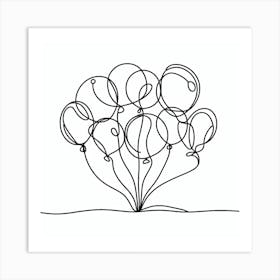 One line, Balloons, Picasso style 1 Art Print