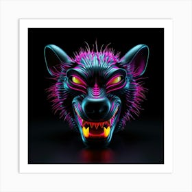 Neon Wolf Head 7 Poster