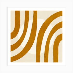 Golden Wavy Lines Art Print