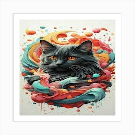 Black Cat Painting Art Print