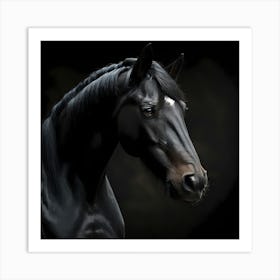 Black Horse Portrait Art Print