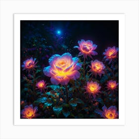 Glow In The Dark Roses 3 Art Print